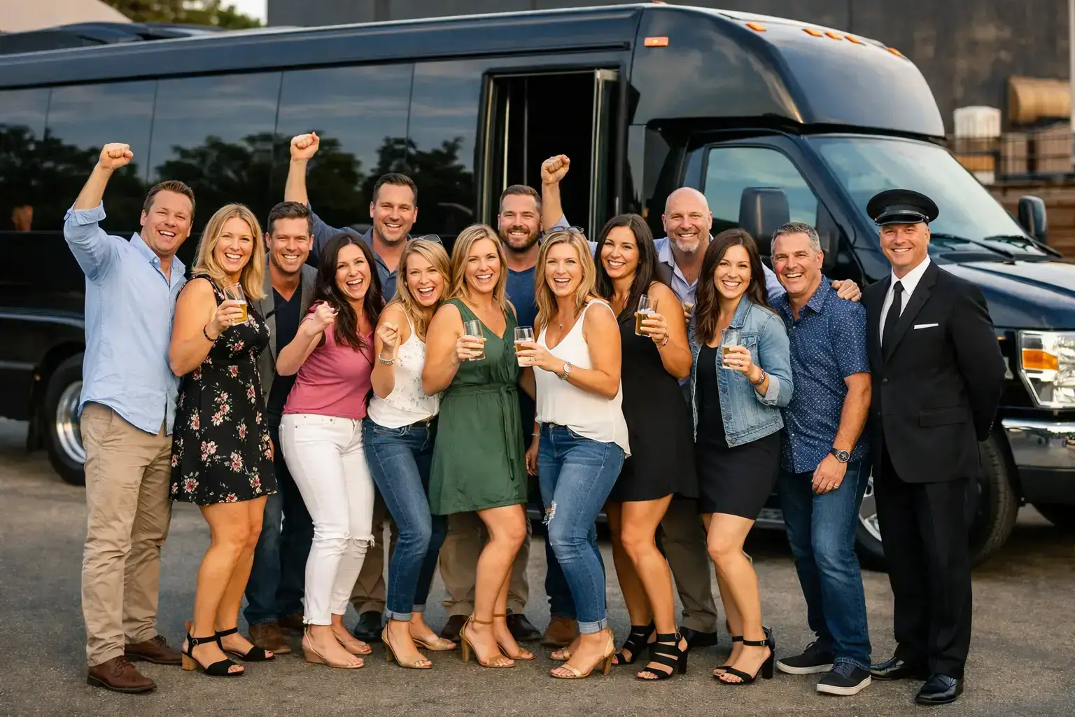 Luxury Bourbon Tour Party Bus in Downtown Louisville with Professional Chauffeur